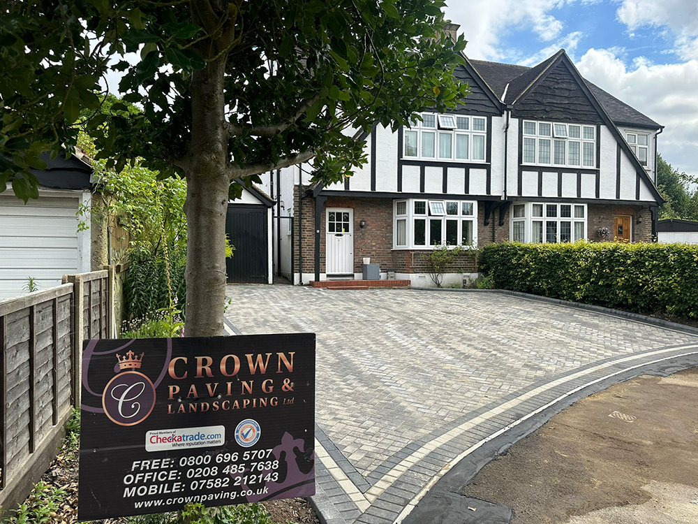 After: Completed block paved driveway outside a house